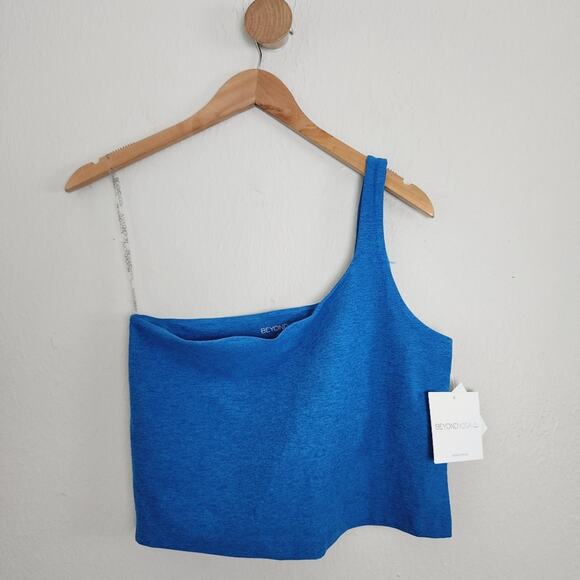 NEW Beyond Yoga Spacedye Blue One Shoulder Cropped Tank Top - Picture 1 of 8
